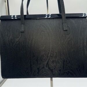 ETRO Vintage Elegant Black On Black Acrylic Top Paisley Shoulder Women's Bag